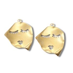 Face Shaped Gold Earrings